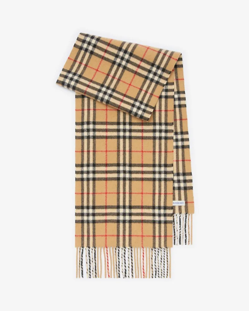 Burberry Kaschmirschal in schimmerndem Check Vintage-beige