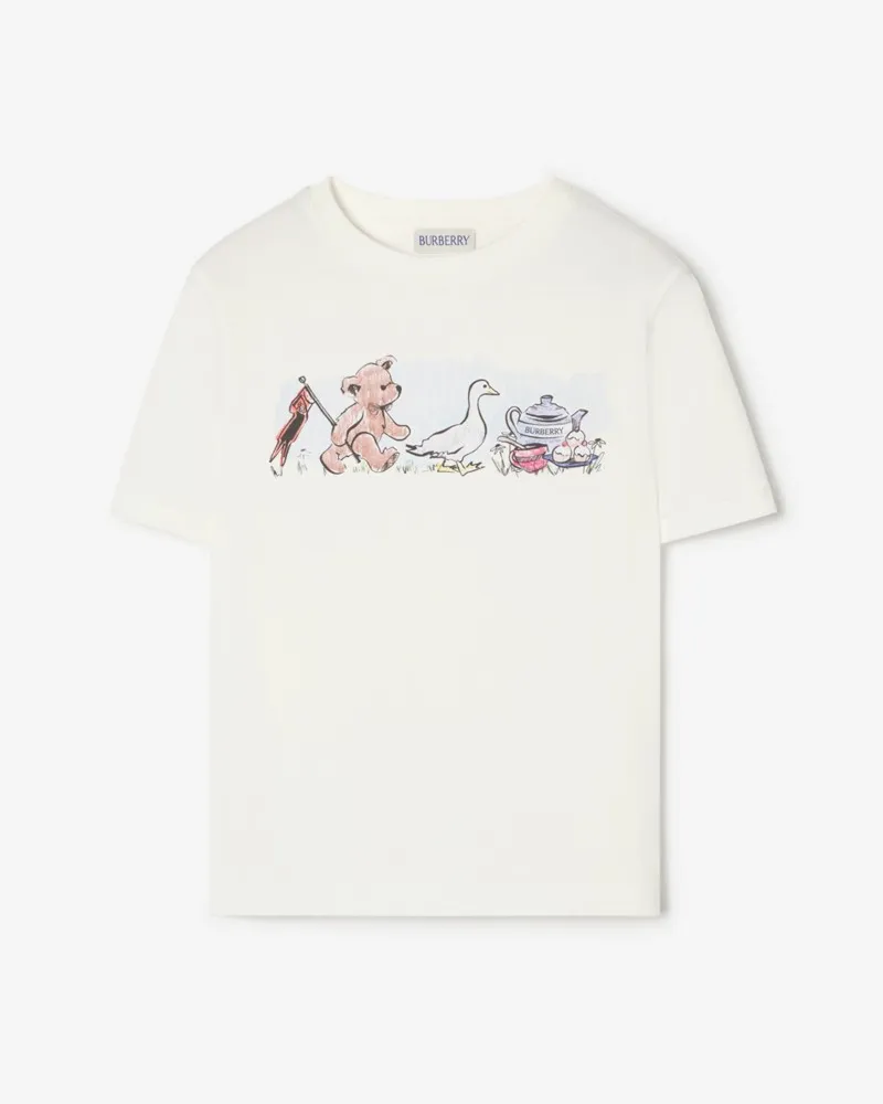 Burberry Baumwoll-T-Shirt mit Thomas Teddybär und Freunden , Size Chalk-weiß