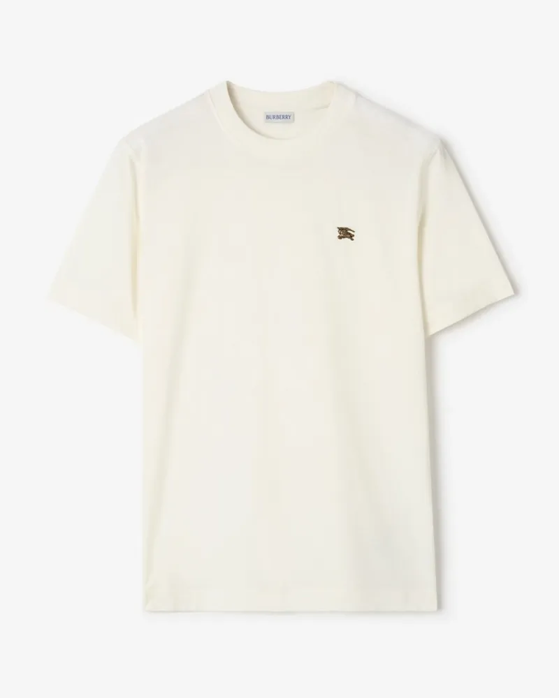 Burberry Baumwoll-T-Shirt mit Knight aus Metall , Size Chalk