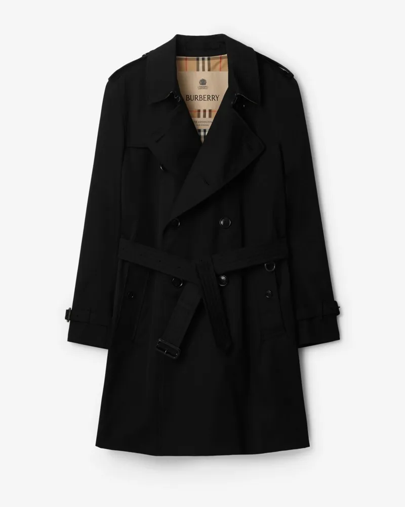 Burberry Mittellanger Heritage-Trenchcoat „Kensington“ , Size Black