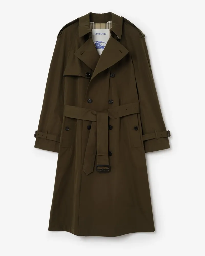 Burberry Langer Trenchcoat aus leichter Baumwolle , Size Marsh