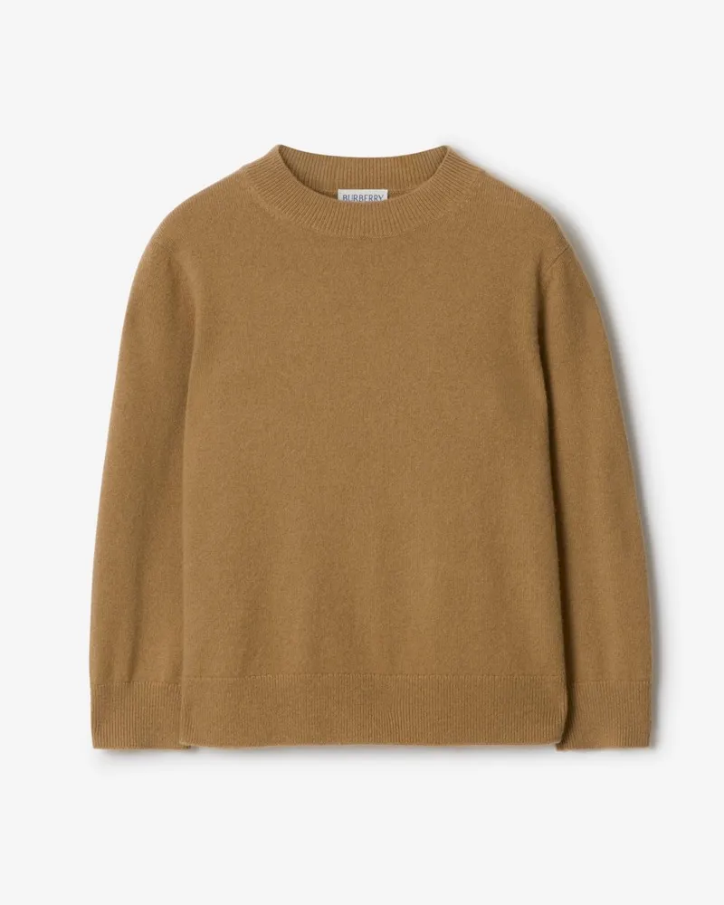 Burberry Woll-Kaschmir-Pullover mit Check-Patch Camelfarben
