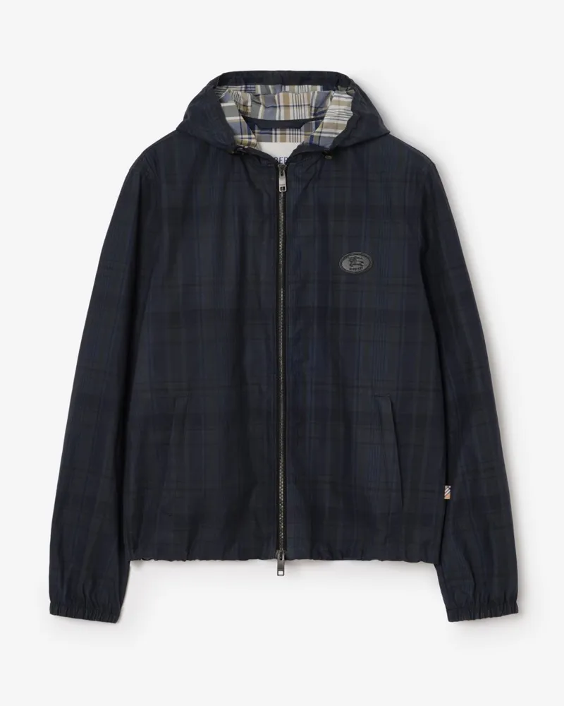Burberry Baumwoll-Kapuzenjacke „Newport“ in Check , Size Peacock-blau