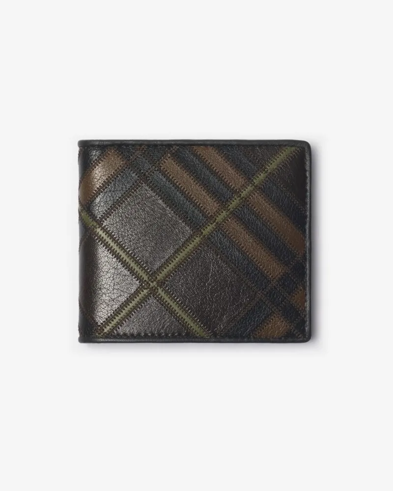 Burberry Faltbrieftasche in Intarsien-Check Peat-braun