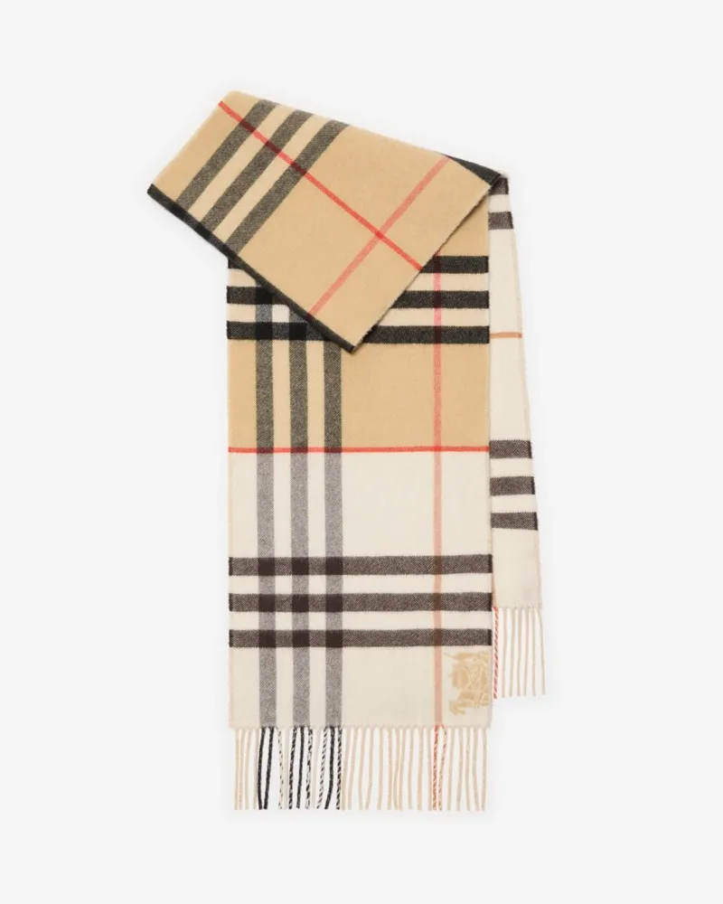 Burberry Kaschmirschal in kontrastierendem Check Sand-beige