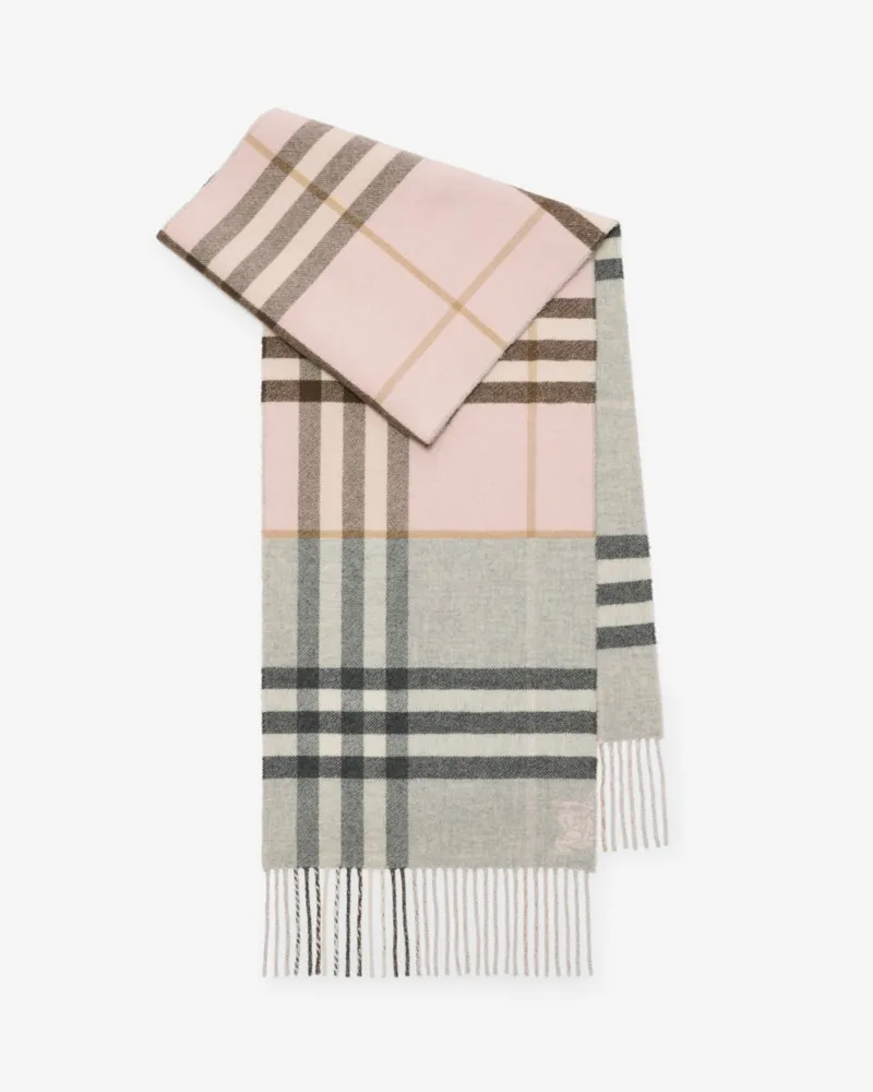 Burberry Kaschmirschal in kontrastierendem Check Bow-rosa