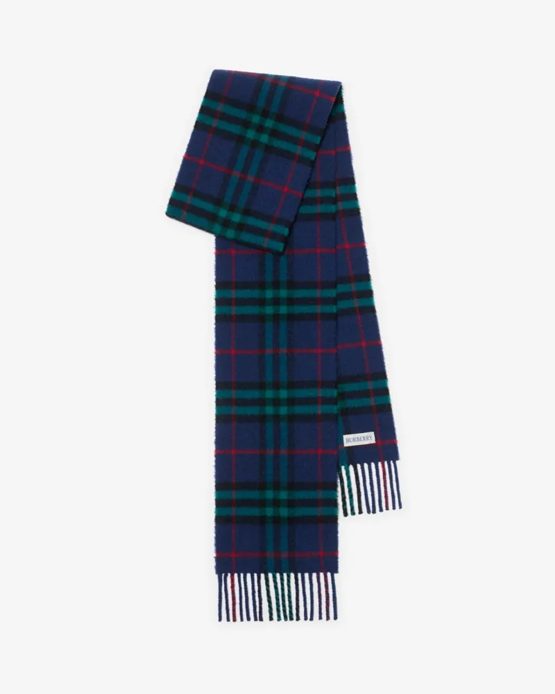 Burberry Schmalerer Kaschmirschal in Check Bugle-blau