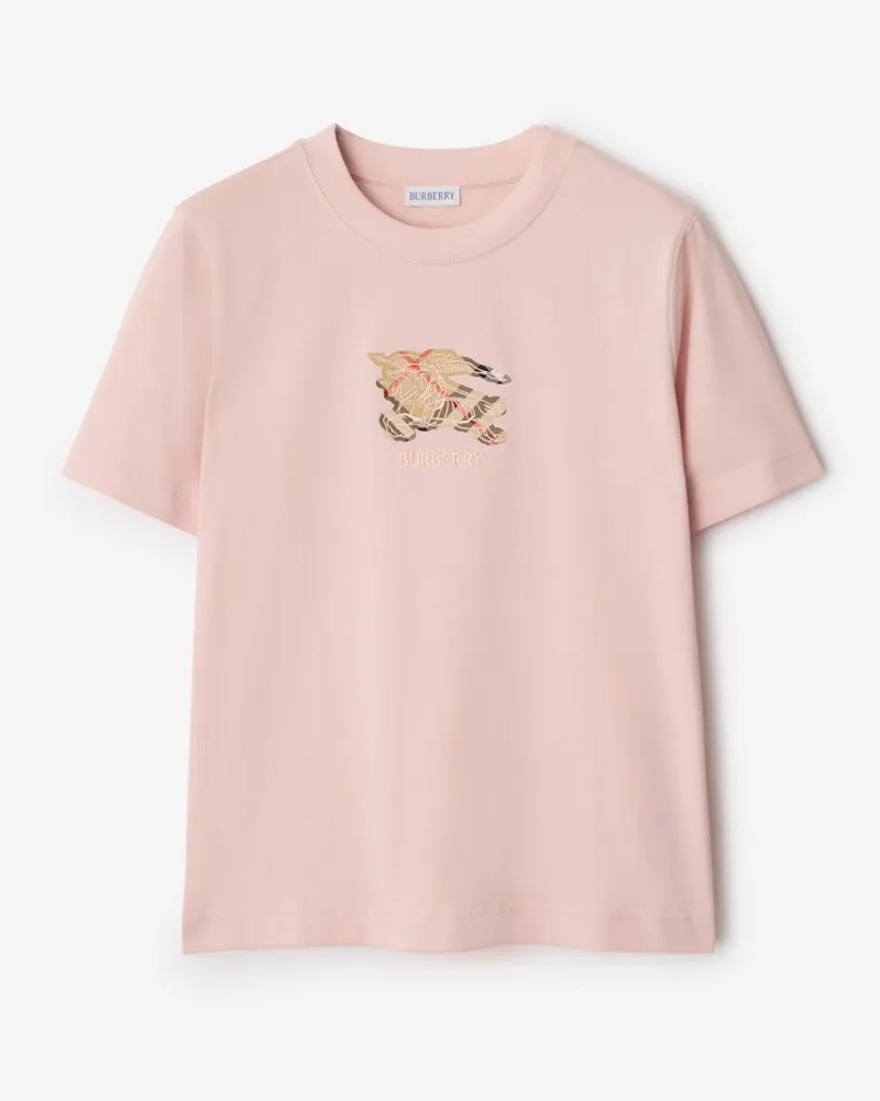 Burberry Baumwoll-T-Shirt mit EKD-Motiv und Check Bouquet-rosa