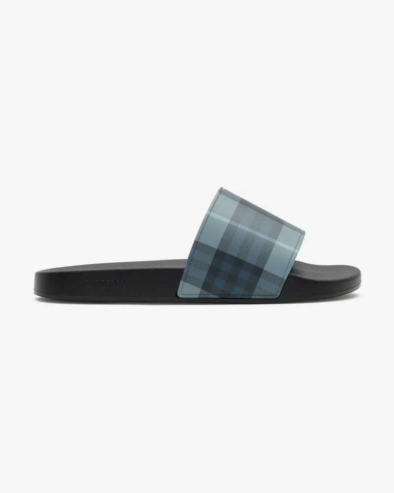 Burberry Slides in Check , Size Arctic-blau