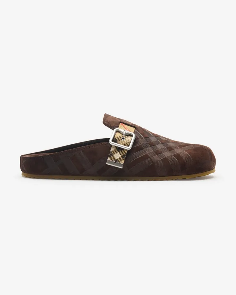 Burberry Clogs „Urchin“ aus Veloursleder mit Karomuster , Size Snug
