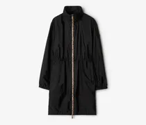 Langer Nylonparka mit Check-Streifen