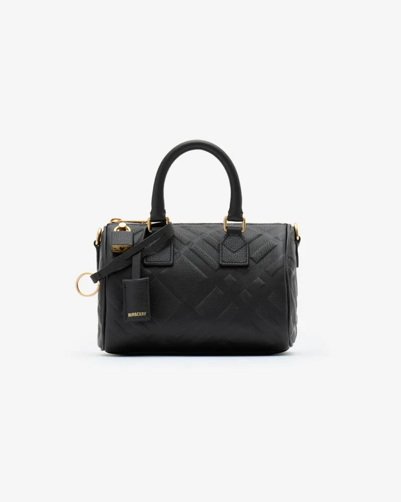 Burberry Bowlingtasche im Kleinformat mit geprägtem Check Black