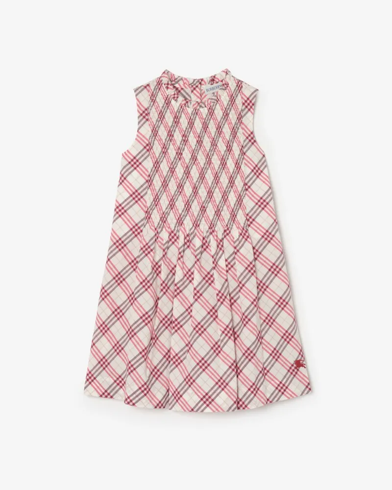 Burberry Baumwollkleid in Check , Size Aubergine-violett