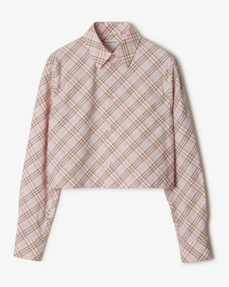 Burberry Cropped-Baumwollhemd in Check , Size Floss-rosa