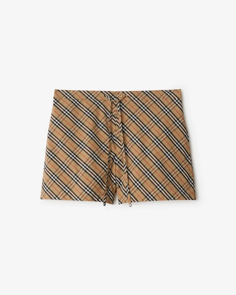 Burberry Baumwoll-Pyjamashorts in Check Sand