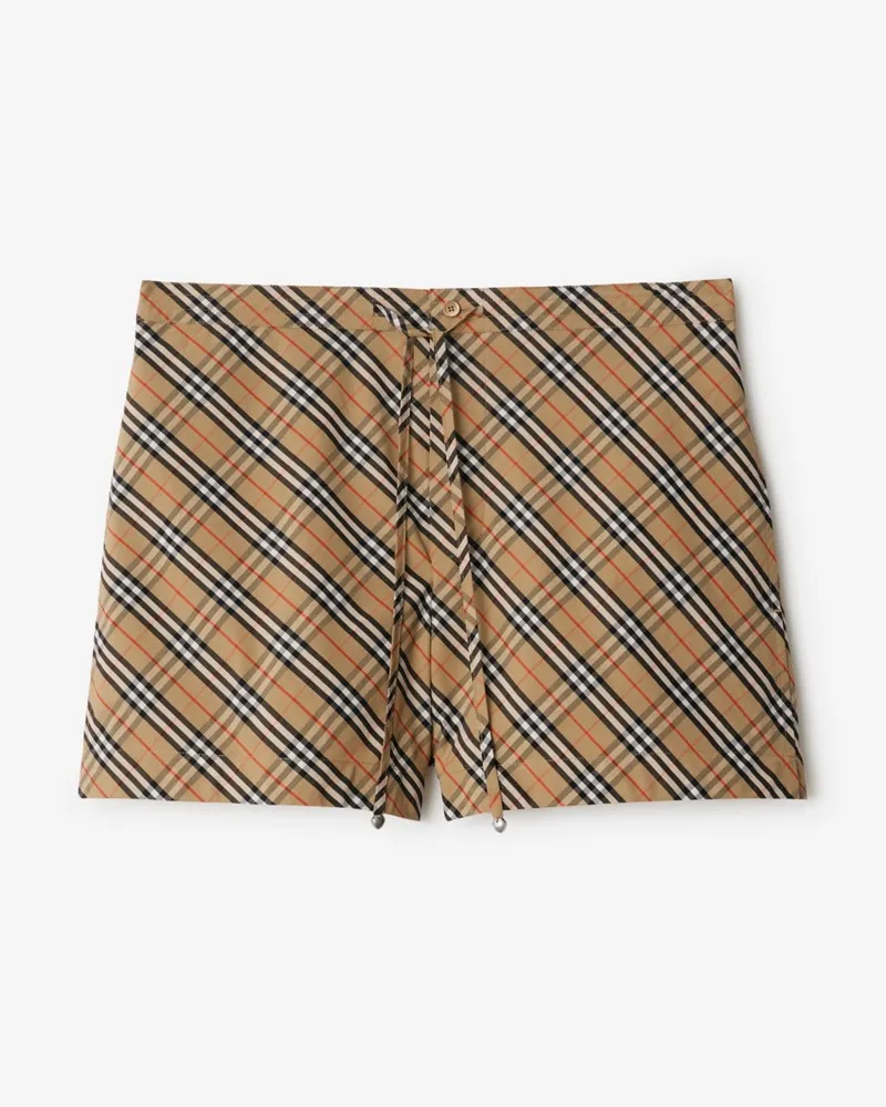 Burberry Baumwoll-Pyjamashorts in Check Sand