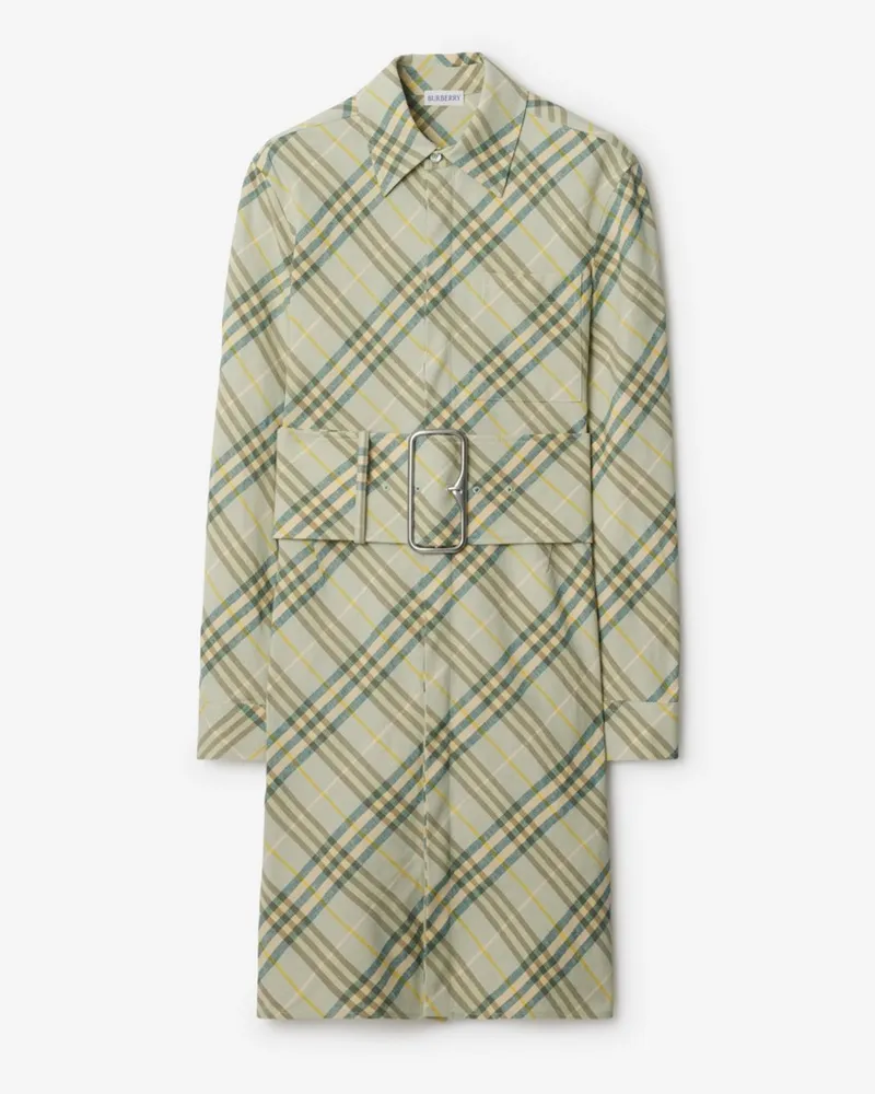 Burberry Stretchleinen-Hemdkleid in Check Breeze