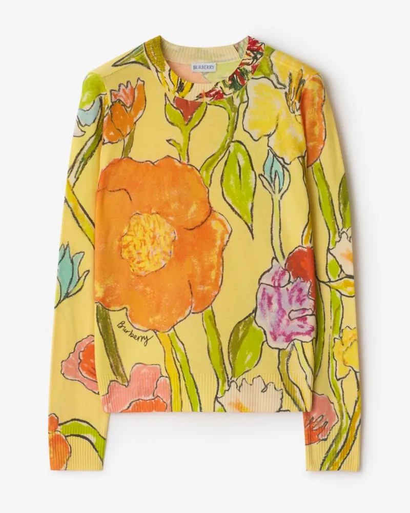 Burberry Wollpullover mit Highgrove-Blumenmotiv Gelb