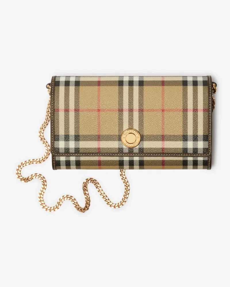 Burberry Brieftasche in Check mit Kettenriemen Vintage-beige