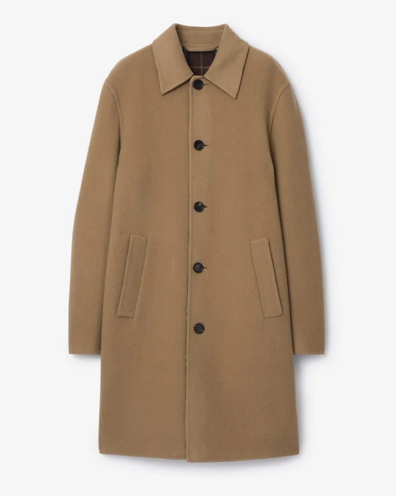 Burberry Mittellanger Car Coat aus Wolle Camelfarben