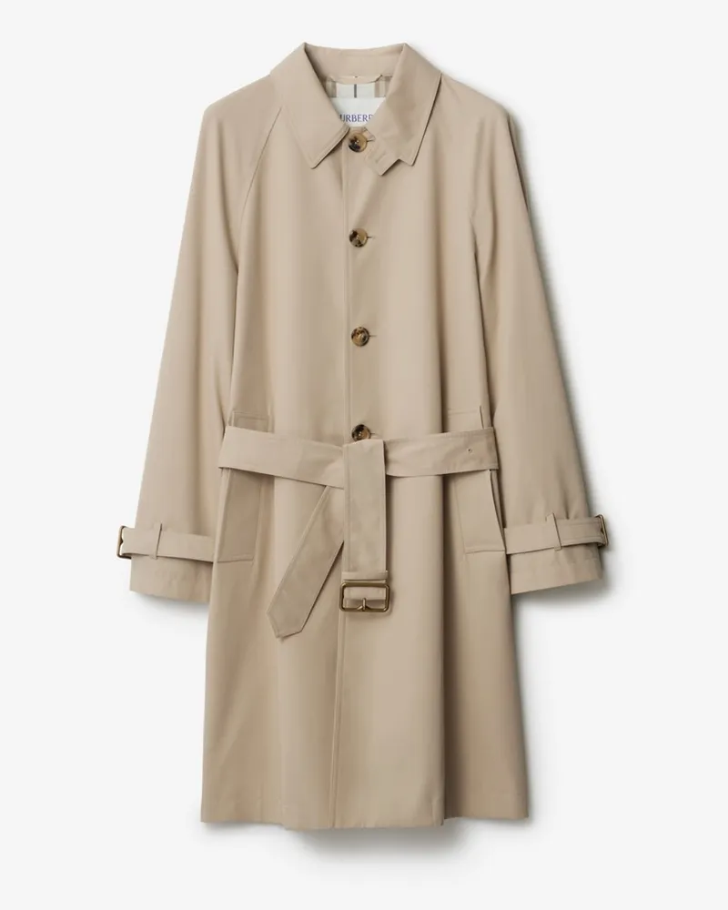 Burberry Langer Car Coat aus Gabardine Fossil
