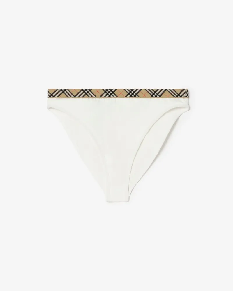 Burberry Bikinihose mit Karobesatz Chalk