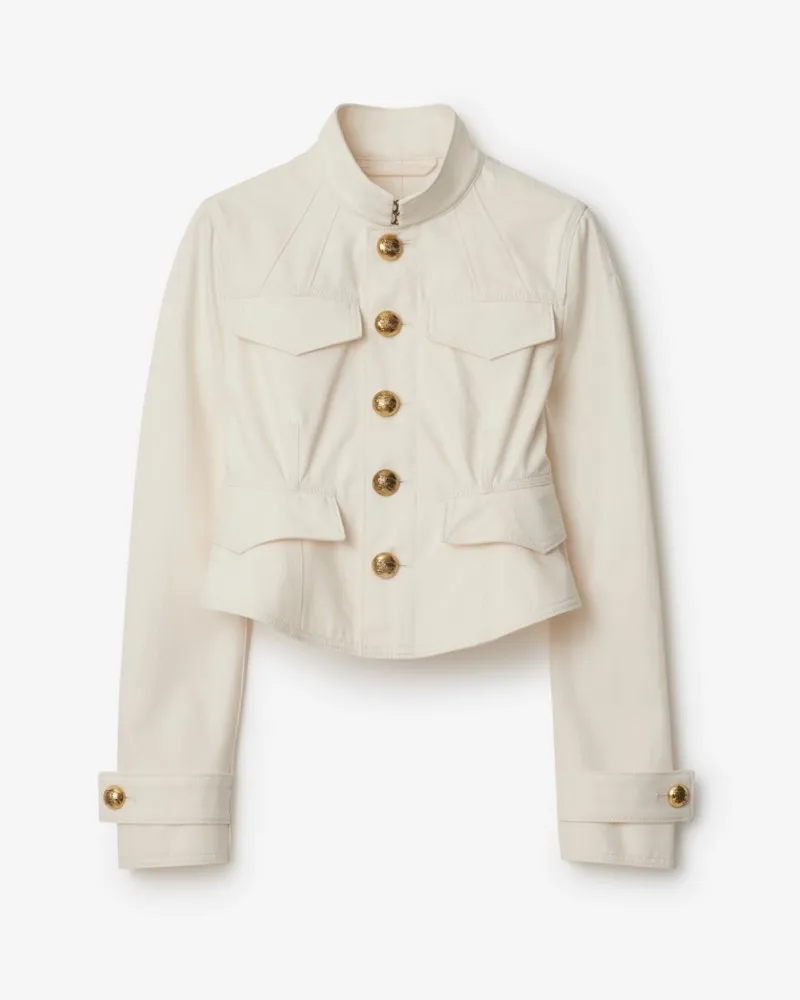 Burberry Cropped-Baumwolljacke Cremefarben