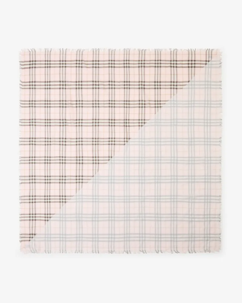Burberry Woll-Seiden-Schal in Check Bow-rosa
