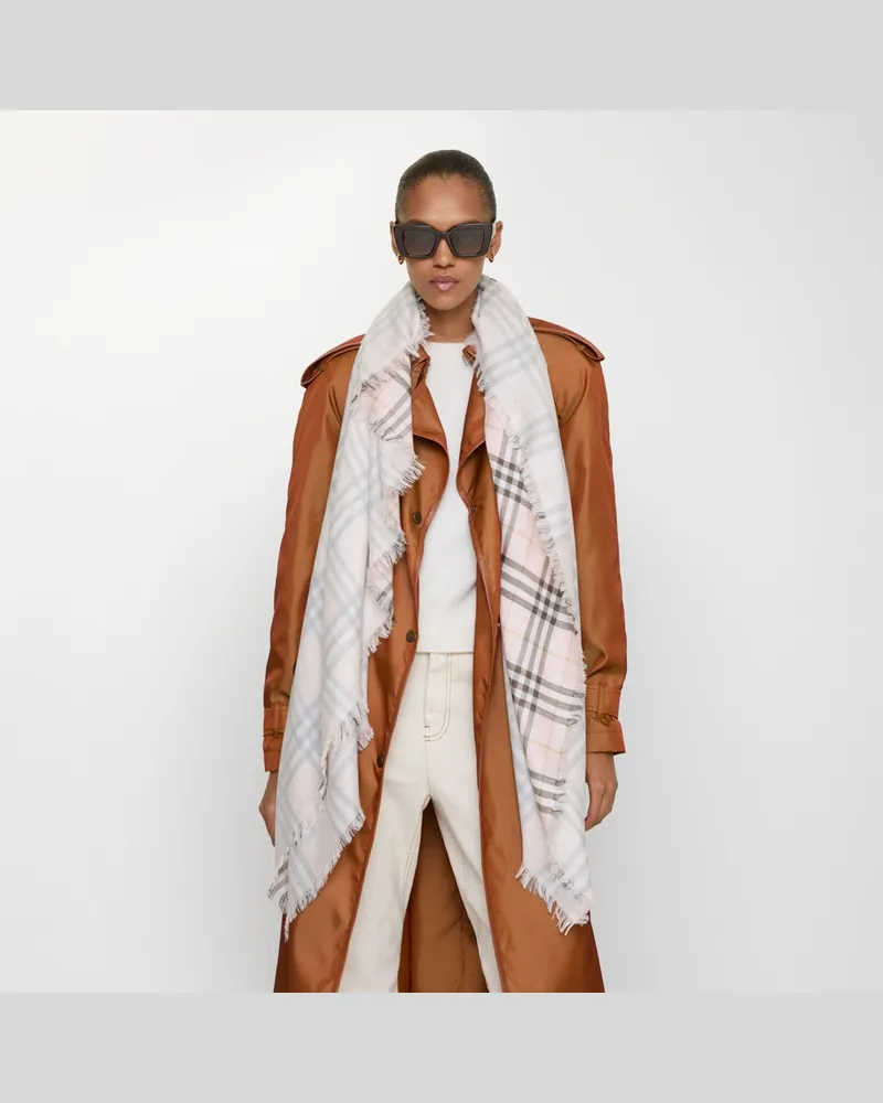 Burberry Woll-Seiden-Schal in Check Bow-rosa