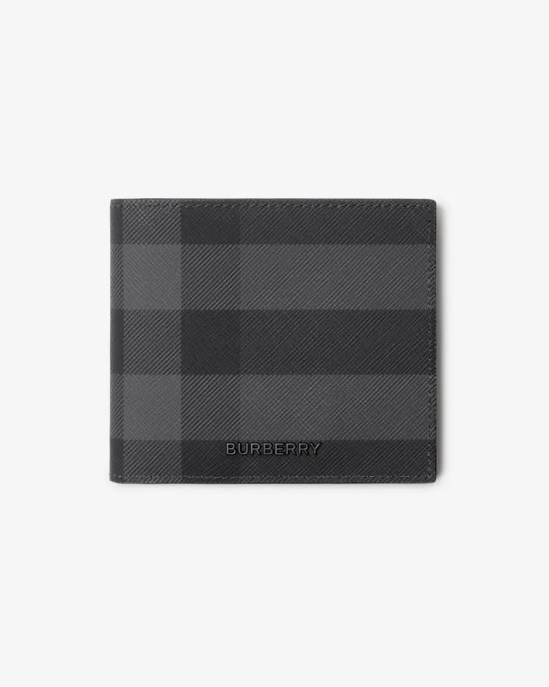 Burberry Faltbrieftasche in Check Charcoal-grau