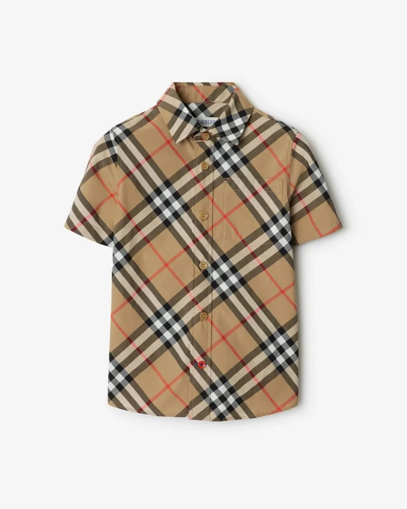 Burberry Baumwollhemd in Check , Size Sand-beige