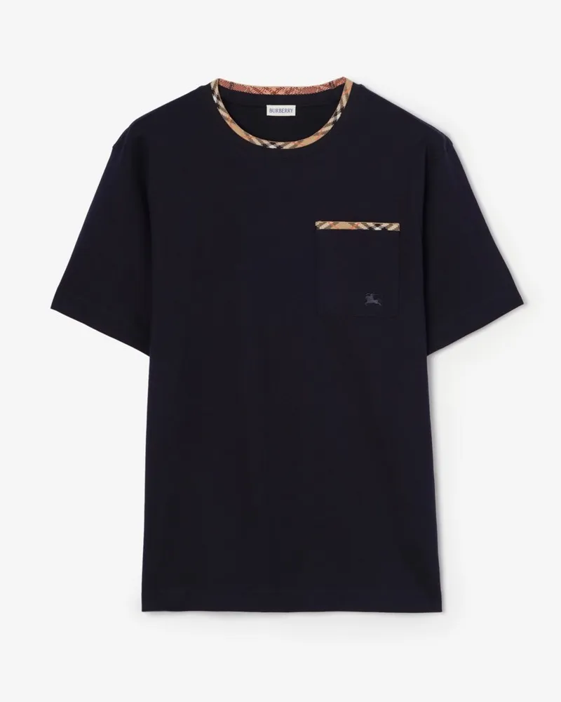 Burberry Baumwoll-T-Shirt mit Karobesatz Marineblau