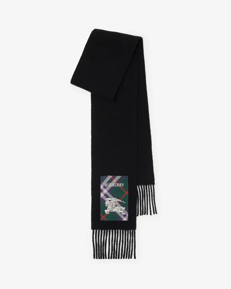 Burberry Kaschmirschal mit Check-Label Schwarz