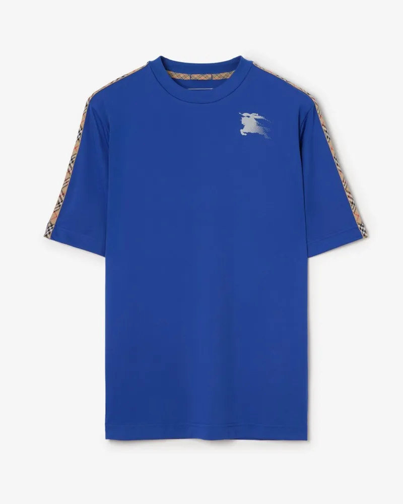 Burberry Jersey-T-Shirt mit Check-Besatz , Size Knight