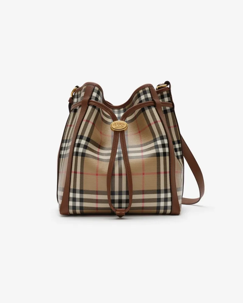 Burberry Bucket Bag in Check im Kleinformat Vintage-beige