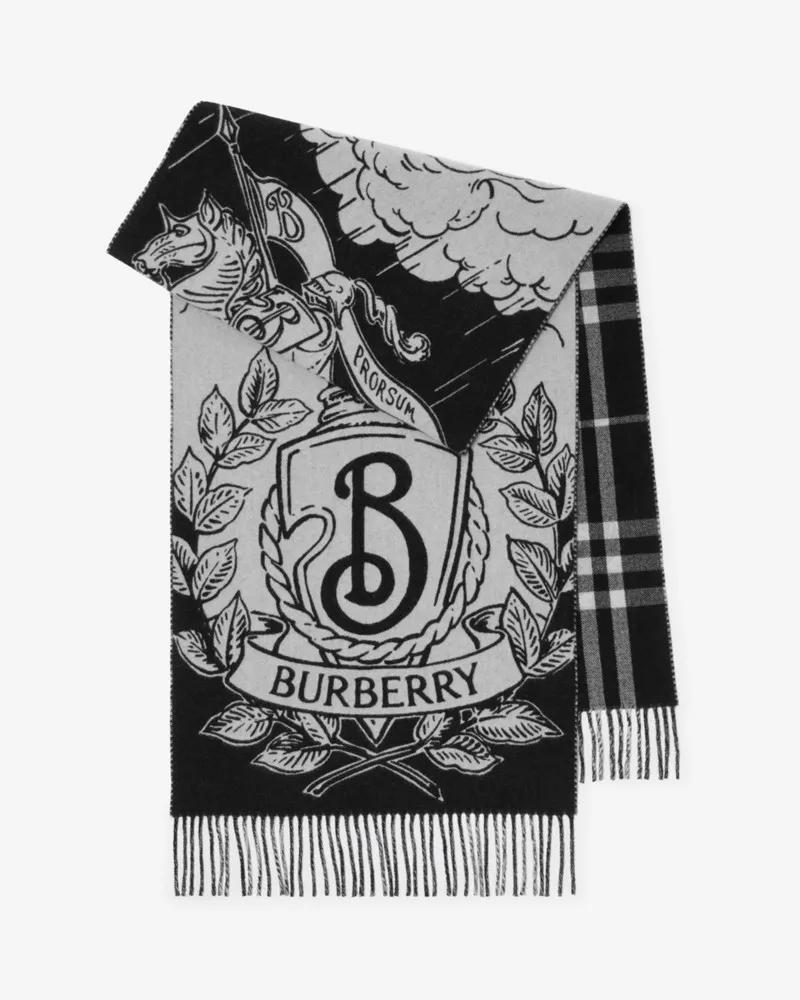 Burberry Breiter wendbarer Schal mit Stormy Knight-Motiv Black