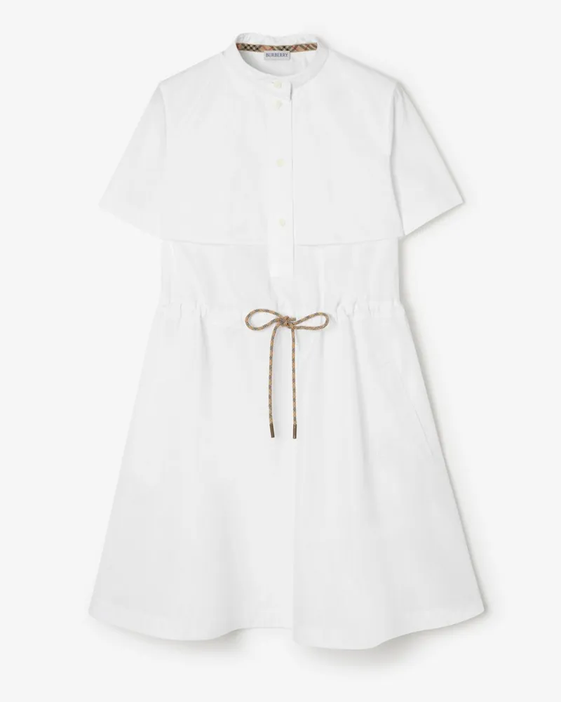 Burberry Baumwollpopelin-Kleid , Size Optic-weiß