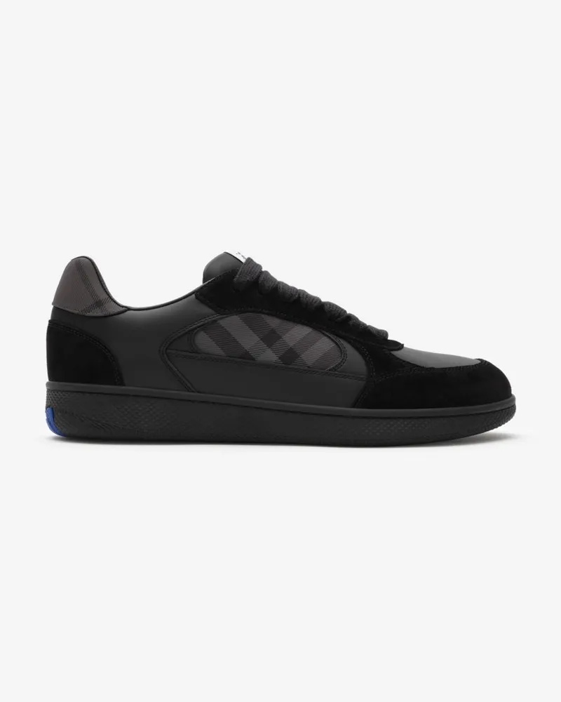 Burberry Sneaker „Terrace“ aus Leder und Veloursleder in Check , Size Black