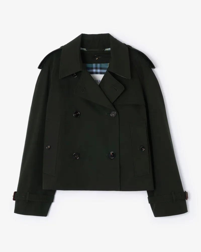 Burberry Cropped-Trenchjacke „Mayfair“ aus Gabardine mit herausnehmbarem Futter , Size Marsh