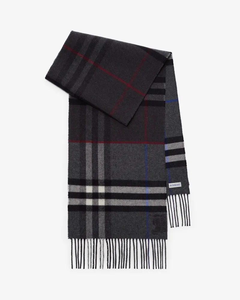 Burberry Kaschmirschal in kontrastierendem Check Marlborough-grau