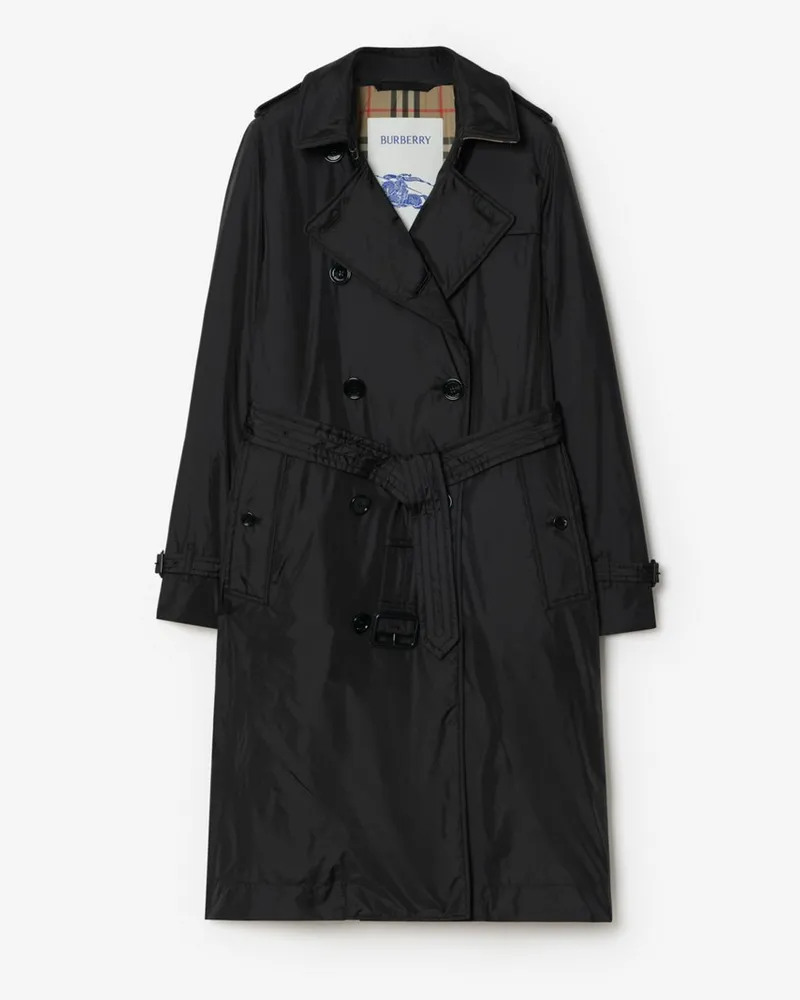 Burberry Langer wattierter Trenchcoat „Kensington“ , Size Black
