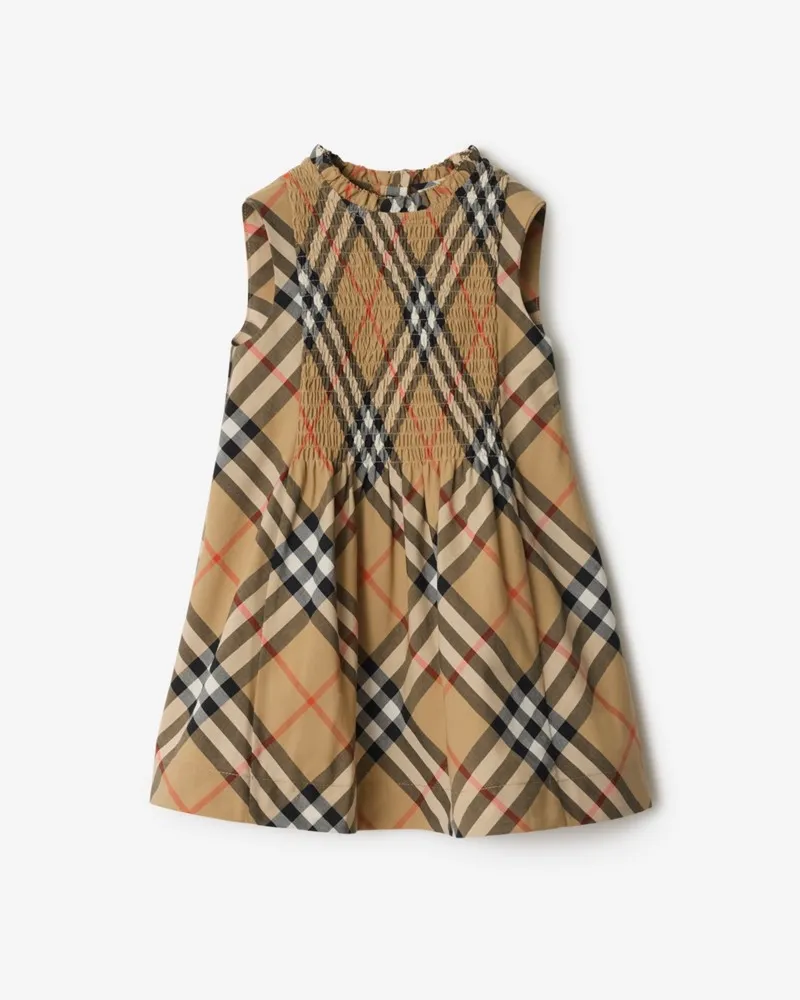Burberry Kleid aus Baumwollpopelin in Check , Size Sand-beige