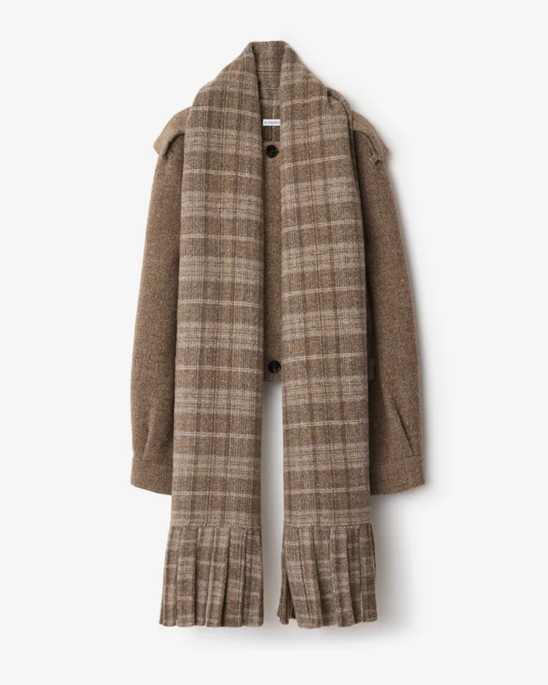Burberry Wollmischjacke mit abnehmbarem Schal Biscuit-beige