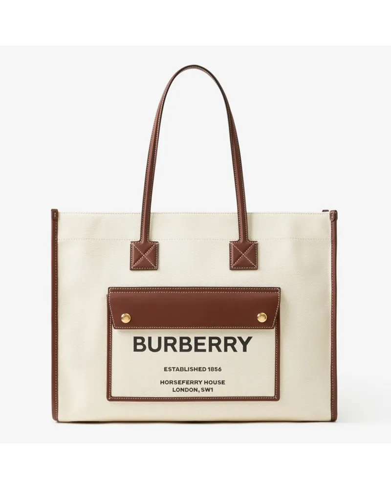 Burberry Mittelgroße Henkeltasche „Freya Naturfarben