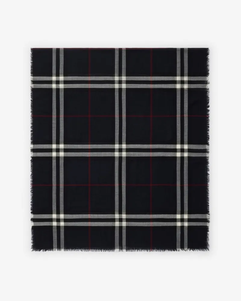 Burberry Breiter Wollschal in Check Ink-blau
