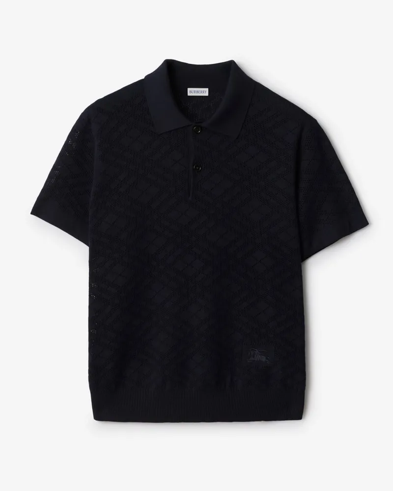 Burberry Woll-Poloshirt mit Karomuster , Size Silhouette-blau