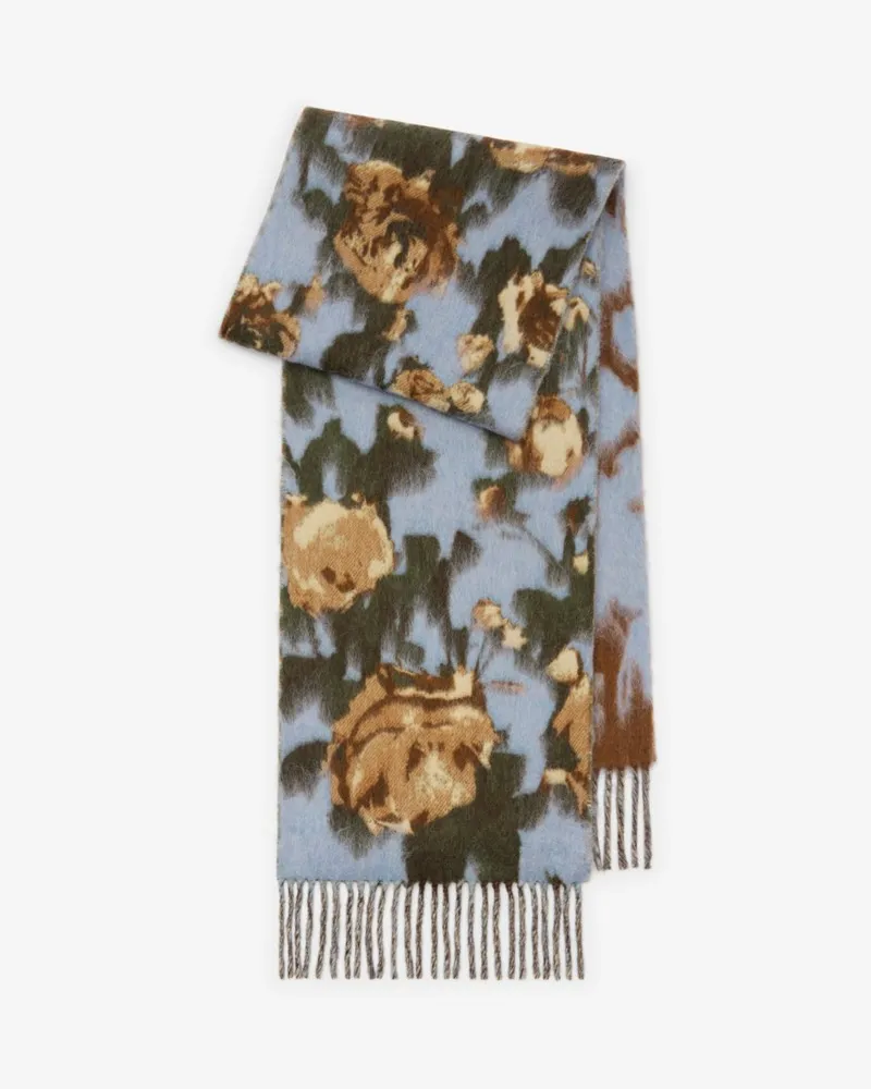Burberry Alpakawollmisch-Schal mit Rosen Dive-blau