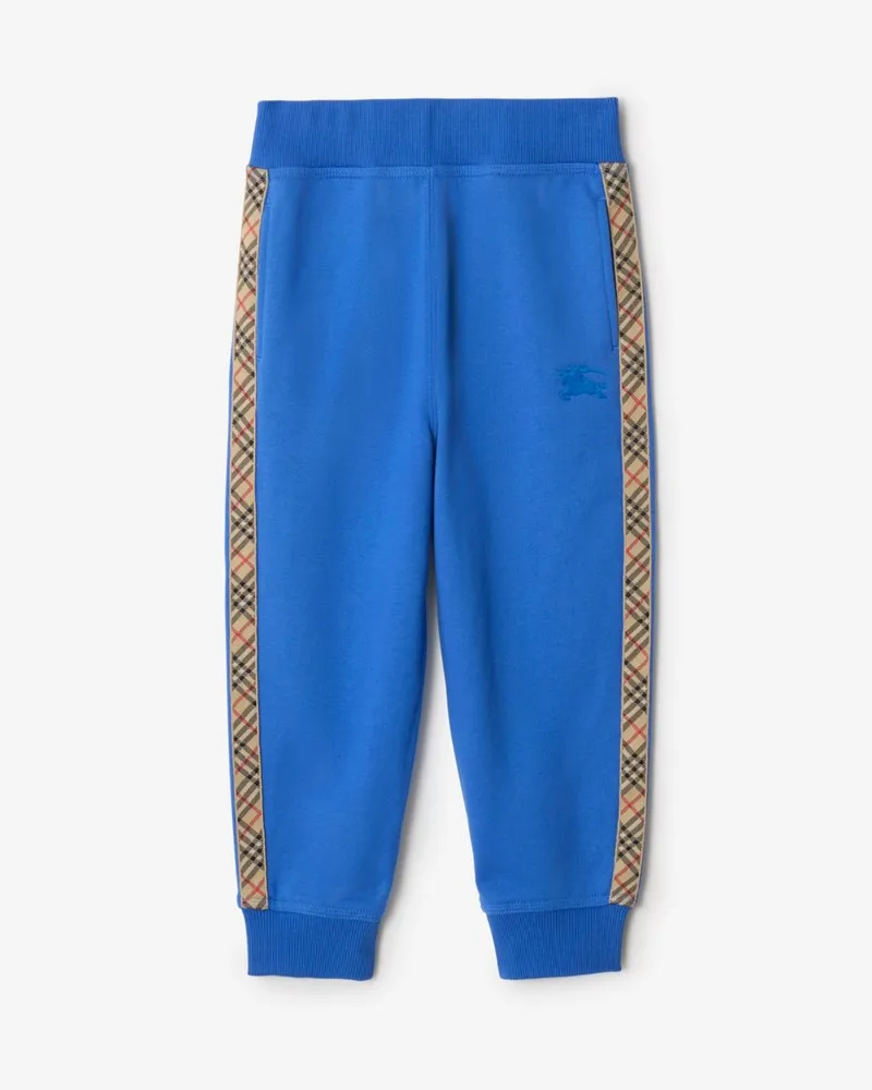Burberry Baumwoll-Trainingshose mit Check-Besatz , Size Hyacinth