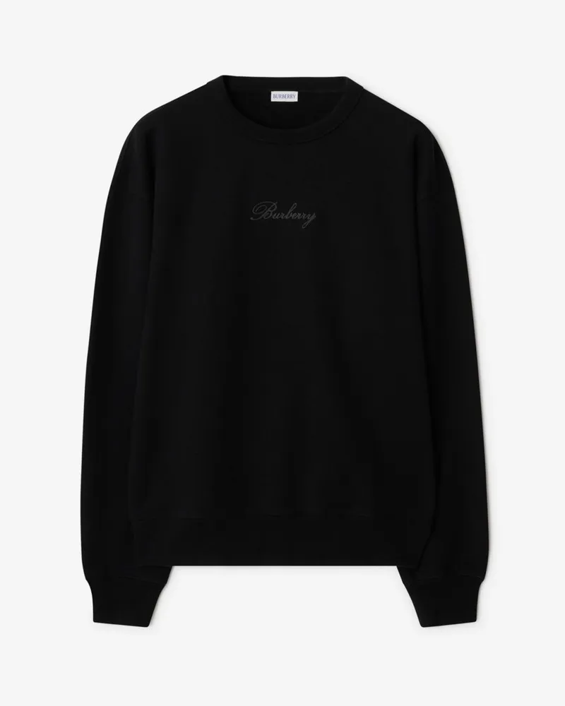 Burberry Baumwoll-Sweatshirt mit kursivem Logo in Check Schwarz