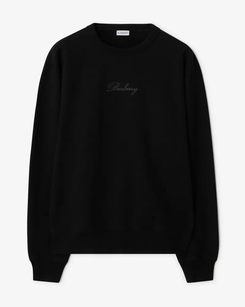 Burberry Baumwoll-Sweatshirt mit kursivem Logo in Check Schwarz